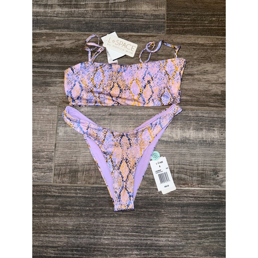 L SPACE By MONICA WISE Women's Purple Reversible Cabana/Rebel size SMALL NEW - Picture 2 of 7